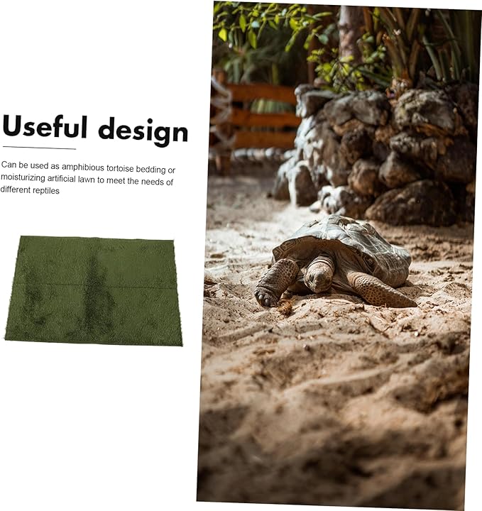 YARNOW Crested Gecko Substrate Reptile Bedding Mat Reusable Fake Grass Liner for Terrarium Lizard Turtle Snake