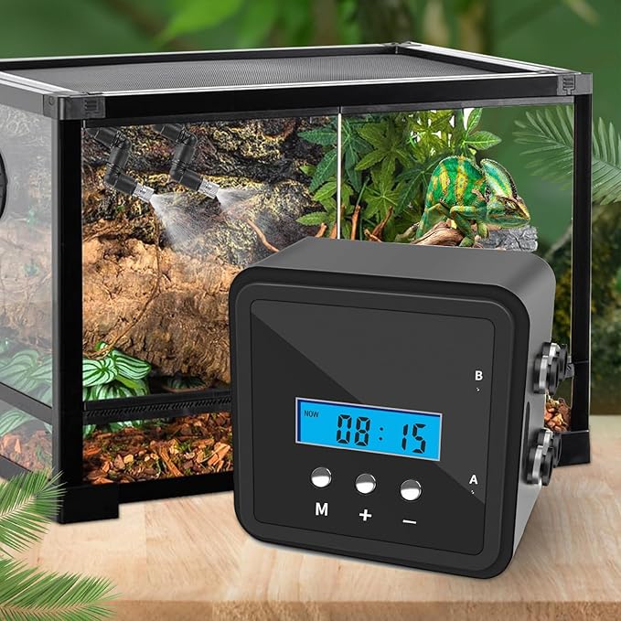 Reptile Mister System with Timer & Dual Pump | 360° Adjustable Nozzles for Terrariums, Paludariums & Plants