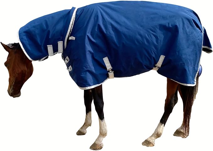 1200D Oxford Waterproof Warm-Keep Horse Turnout Blanket with Detachable Neck Cover，Heavy Weight Winter Turnout ，Horses Care Blanket Horse Rain Sheet (135CM)