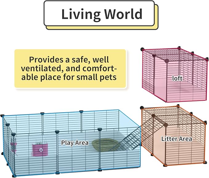 Oneluck Guinea Pig Cage,Indoor Habitat Cage with Waterproof Plastic Bottom,Playpen for Small Pet Bunny, Turtle, Hamste, Loft and Partition