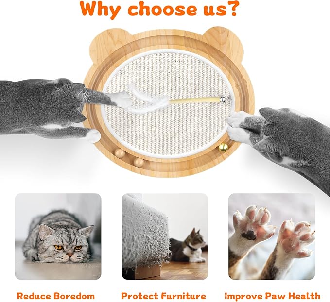 Cat Scratcher Toys Natural Sisal Pad Kitten Interactive Ball Track - Image 3