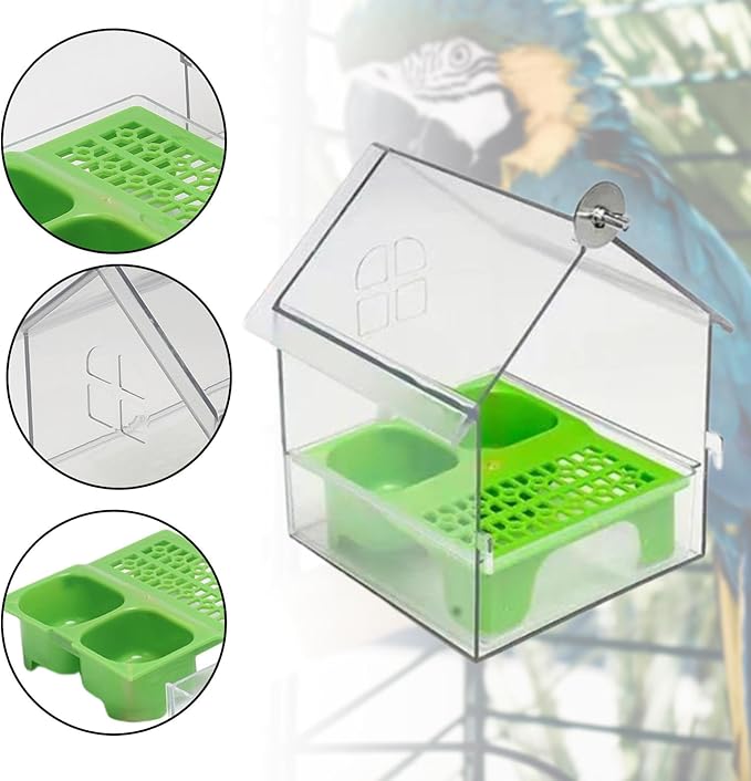 Bird Feeder, Bath Bowl House, Hanging Bird Bath Cage Accessories for Lovebird Finches