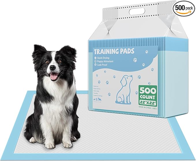 DUMOS 500 Count Puppy Pads for Dogs, 22" x 22" Potty Puppy Training Pad, Dog Cat Pee Pads, Super Absorbency Disposable Pet Leakproof Quick Drying Pad