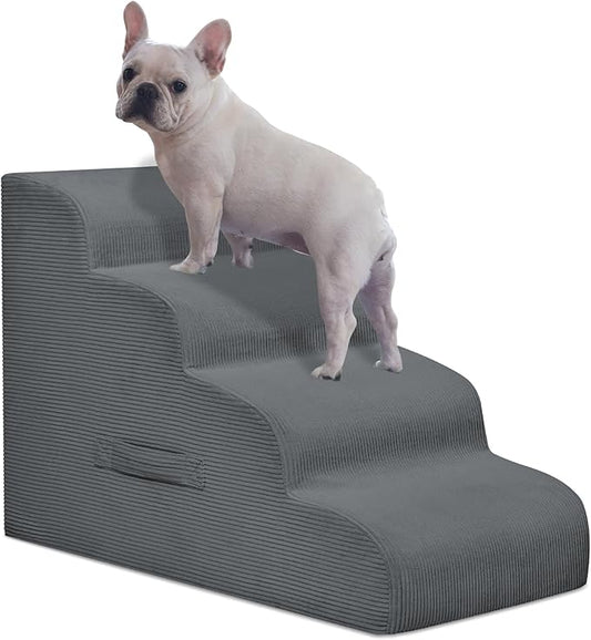 Mesa Lemon Dog Stairs for Small Dogs and Cats, 20" H 4 Steps Dog Ramp for High Beds, Couch, Sofa, Waterproof Pet Stairs with Removable Washable Cover, Non-Slip Sturdy Pet Steps