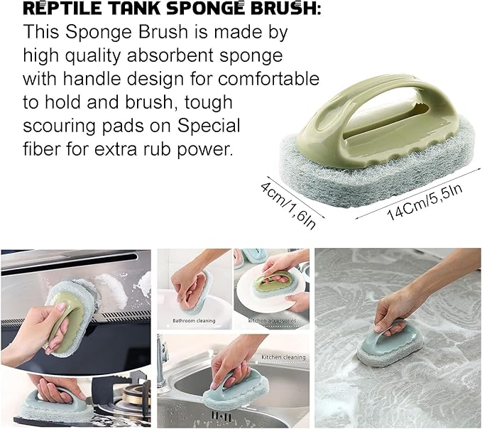 Generic Reptile Tank Cleaning Kit, Bearded Dragon & Lizard Accessories, Compact Glass Terrarium Cleaning Kit