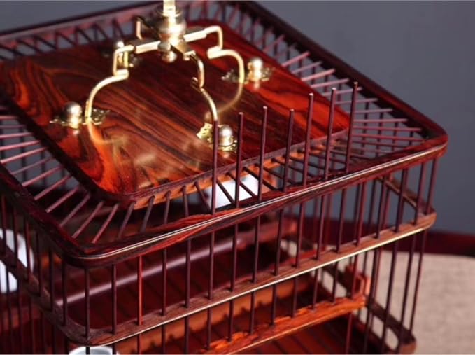 Bird Cage Square Bird Cage Large Vintage Birdcages Hanging Carriers Portable Flight House Carrier Home Decor(Red)