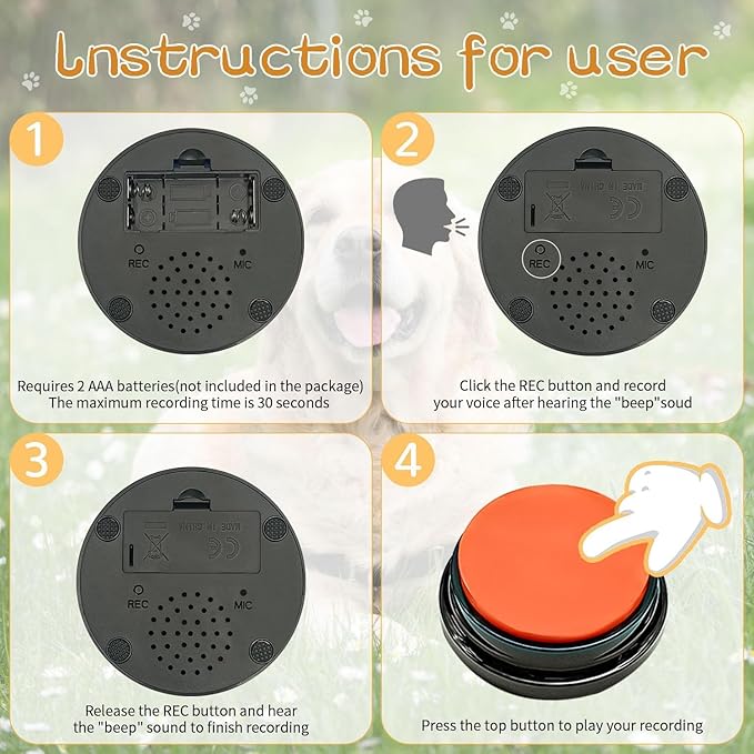 RIBOSY Dog Buttons for Communication, 10 Pcs Dog Speech Training Buzzers with 50 Training Stickers, Train Your Dog to Voice What They Want