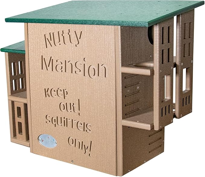 JCS Wildlife Nutty Mansion Squirrel House – Spacious, Durable, and Eco-Friendly Shelter for Backyard Wildlife (Tan/Green)