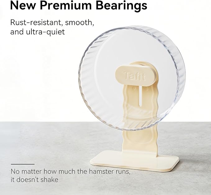 Quiet Hamster Wheel 10.2 Inch Dual-Bearings Silent Small Animals Running Exercise Wheel Height Adjustable for Syrian Hamsters, Gerbils, Rats, or Other Small Pets, Transparent