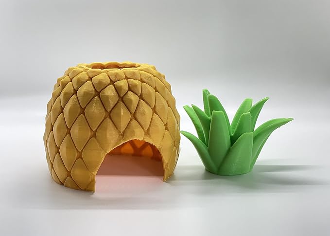 Pineapple Pet Hide - Great for Geckos, Hamsters, Frogs, Mice, Fish Tanks and Other Small Pets! Shedding Hideout Hut