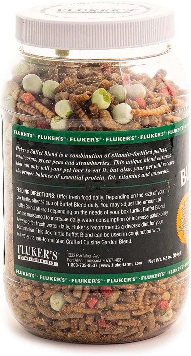 Fluker's Buffet Blend Box Turtle Diet, Insects, Veggies and Fruit with Fortified Pellets, 6.5 oz