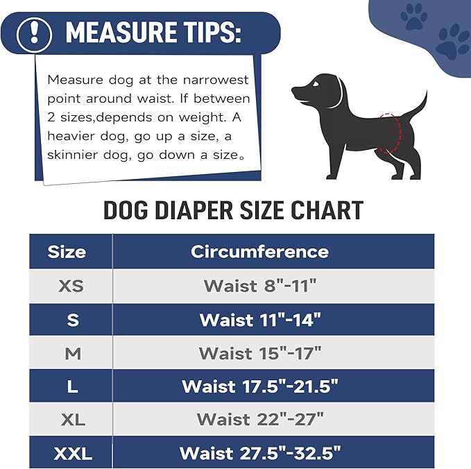 Tuiskusa Male Dog Diapers, High Absorbing Dog Belly Bands for Male Dogs, Washable Reusable Dog Male Wraps(5 Pack)