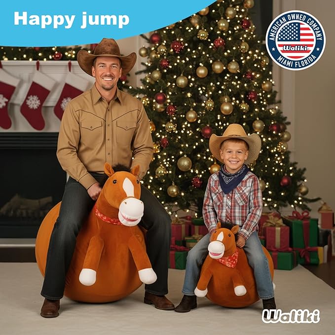 WALIKI Horse Hopper Ball | 20-Inch Deluxe Inflatable Cowboy Rodeo Jumping Ball with Handles | Sit & Bounce Ride-On Toy for Kids Ages 6, 7, 8, and 9 | Fun Indoor/Outdoor Play