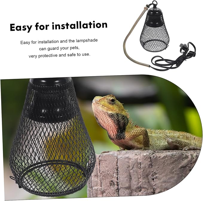 COLLBATH Reptile Heat Lamp Shade with Hook Scald Lamp Cover for Reptile Pets Sturdy Mesh Cover Compatible with Bearded Dragons Turtles and Lizards
