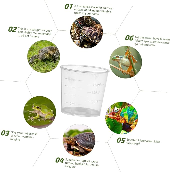 Kisangel 40pcs Reptile Food Measuring Cups Feeding Bowls for Lizards and Geckos Scales for Easy Measurement and Daily Convenience