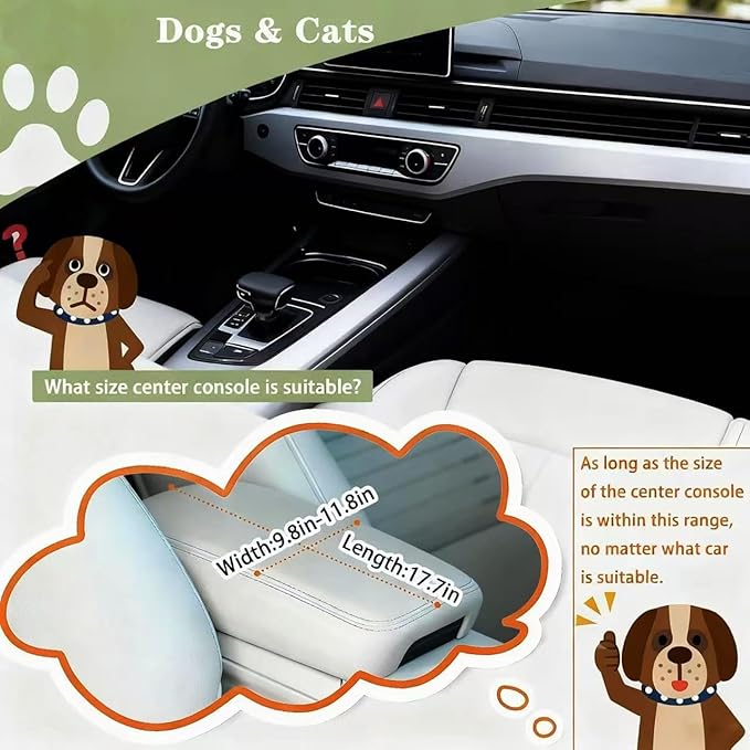 Cullaby Center Console Dog Car Booster Seat for Small Dogs 0-15 lbs - Grey Pet Travel Carrier Safety Leash, Detachable Seat Belt & Storage Pockets