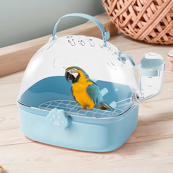 Bird Carrier Cage with Water Bottle, Portable Parrot Travel Carrier Cage for Parrots, Hamster, Guinea Pig, Lovebird, Budgies, Small Animal, 17x16x18 cm