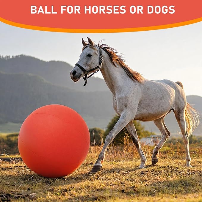40 Inch Giant Herding Ball with Ball Cover Anti Burst Please Watch VCR for How to Inflation Horse Toys for Horses Entertainment Play, Pump Included(Classic, Red)
