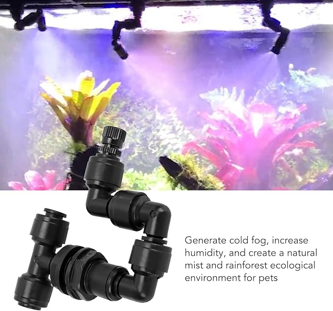 Reptile Humidifiers Smart Misting System, Reptile Mister Automatic Terrariums Humidifier with 360°Adjustable Misting Nozzles Spray Kit for Rainforest Plants Amphibian