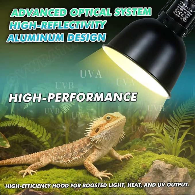 5.5 Inch Shallow Dome Reptile Lamp Fixture, Suitable for UVB Bulbs and Basking Heat Bulbs, Max 160W.