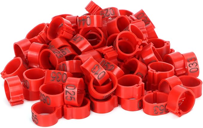 Tiiyee Pigeons Leg Ring, 100Pcs Plastic Bird Identify Clip Ring Poultry Markers Foot Ankle Training Identification Bands for Ducks Chicks Chicken Guinea Pigeons Goose Bantam Finch Lovebird Quail(12mm)