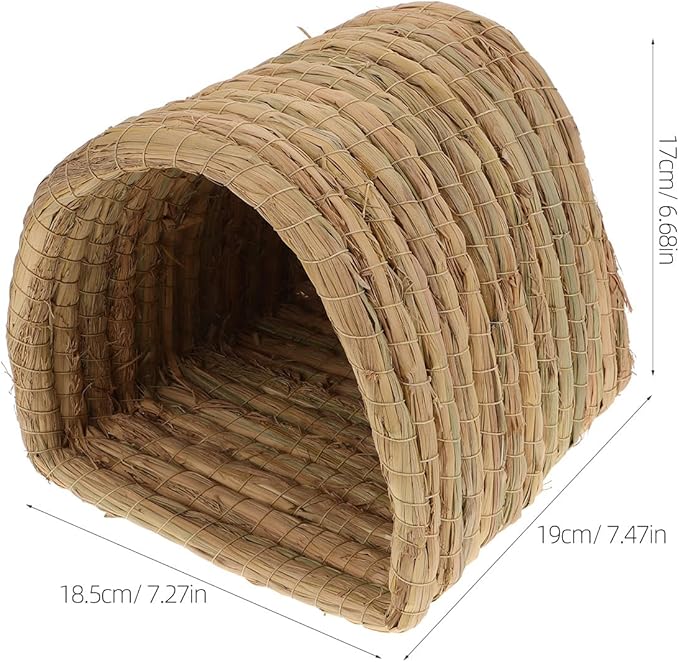 Toddmomy Straw Woven Chicken Coop Nest Small Animal Bed for Hamsters Guinea Pigs Birds Semi-Enclosed Sleep Nest Indoor Outdoor