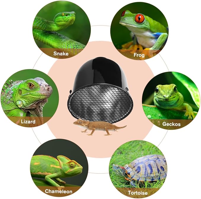 DECHOUS 2pcs Reptile Heating Lamp Shade - 5. 5 Inch Aluminum Reflective Light Cover for Glass Terrariums and Pet Heat Lamp Guard