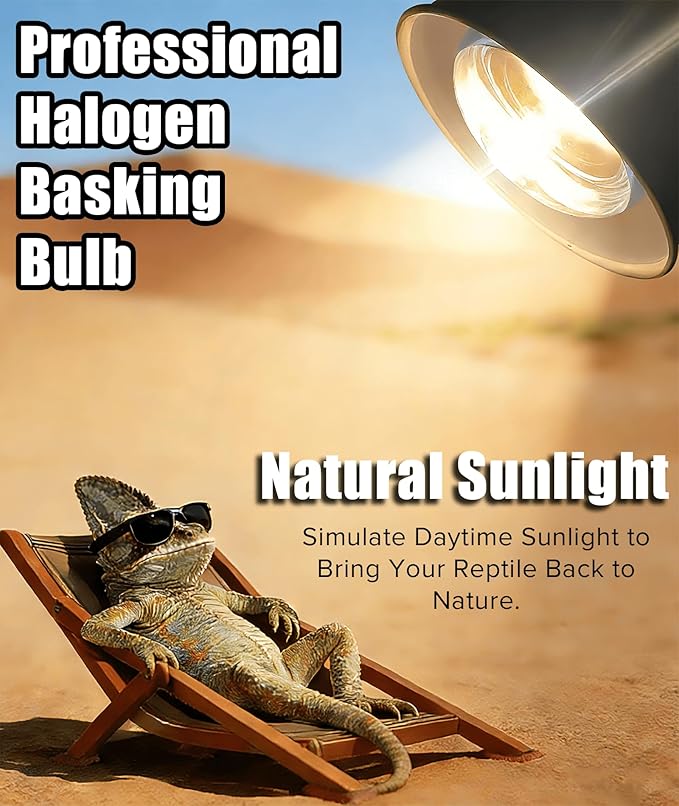 72W Halogen Heat Lamp for Reptiles - Professional Daylight Intense Basking Bulb, IR-A Deep Heat & Simulated Natural Sunlight, 2 Pack for Bearded Dragon, Turtle, Lizard, Snake, Gecko & Chicken