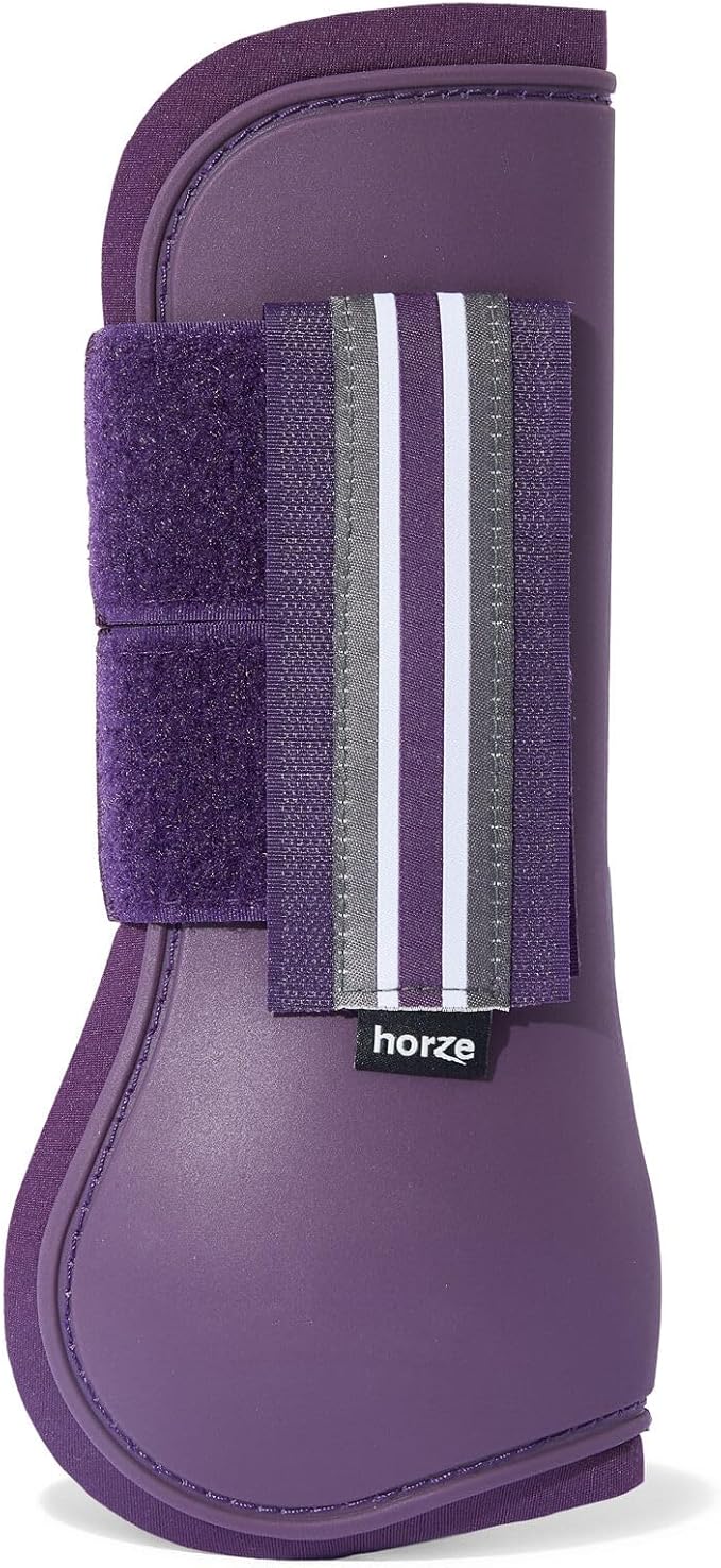 HORZE Adepto Open Front Tendon Boots | Durable Shell with Neoprene Lining - Blackcurrant Purple - Cob