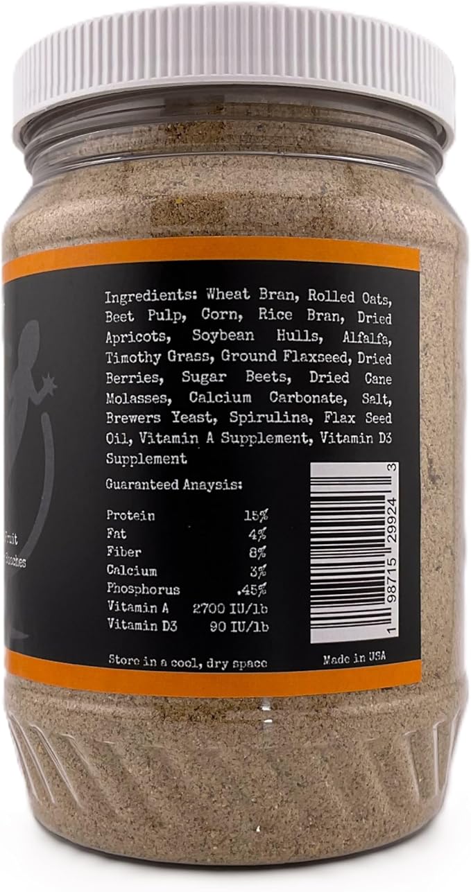Roach Chow – Apricot Flavored Daily Balanced Diet for Dubia Roaches and Feeder Insects – 10 oz Plastic Jar