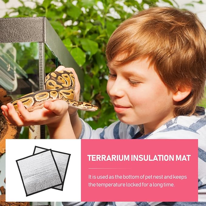 balacoo 2 Pcs Reflective Insulation Reptile Mat - 11.8" Under Tank Thermal Film for Snake Lizard Turtle - Maximizes Warmth for Reptile Heat Pad & Heat Tape