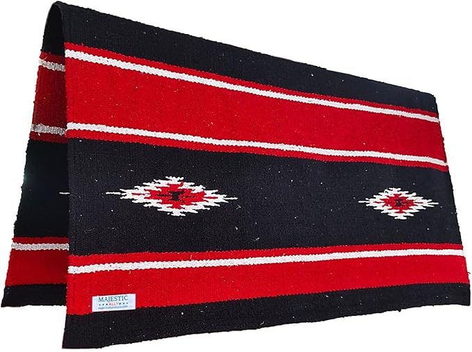 Majestic Ally 36"x 34" Navajo Design Acrylic Saddle Blanket -2.4 lbs (Red and Black)