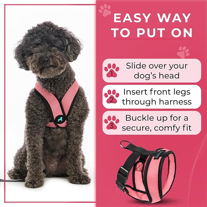 Gooby Comfort X Head in Harness - Pink, Small Harness Patented Choke-Free X Frame - Perfect on The Go Harness for Medium Dogs No Pull or Small Dogs for Indoor and Outdoor Use