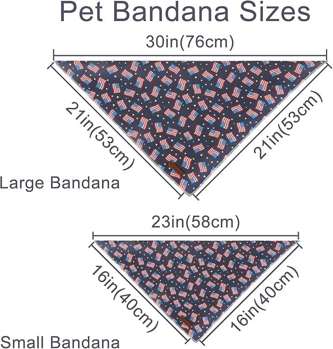 4th of July Dog Bandana, Patriotic Bandana for Small Medium Dog, Cute Patriotic Puppy Bandana, Cotton American Flag Pet Triangle Bid Scarf Kerchief for Girl Boy Dogs or Cats
