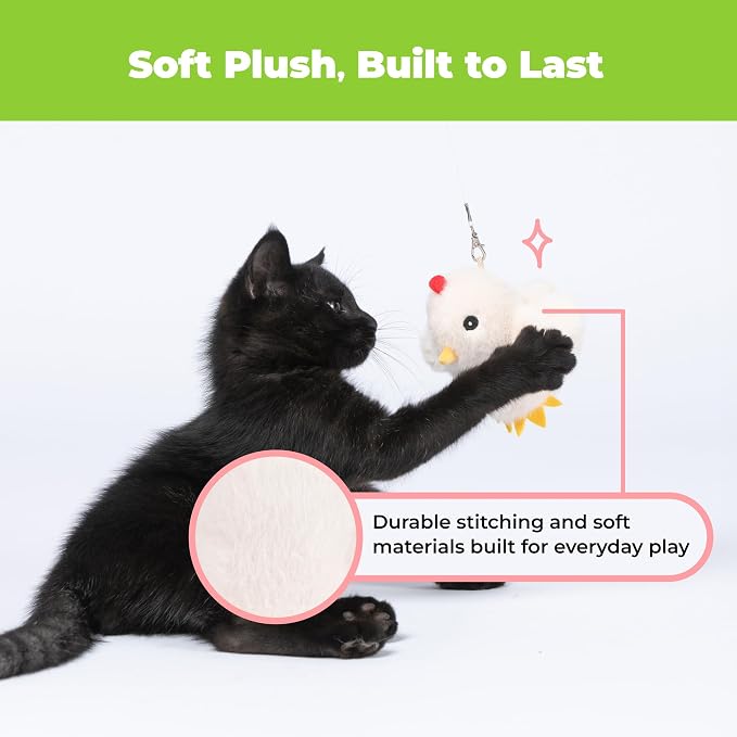 Best Pet Supplies Catify Interactive Flapping Cat Toy - Chick, Beige - Image 6