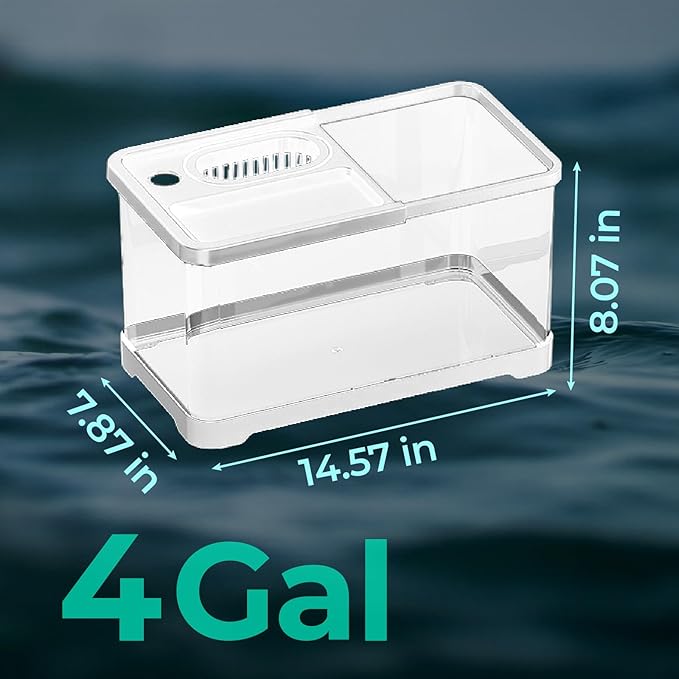 4 Gallon Fish Tank Aquarium Starter Kit with USB LED Light & Quiet Filter, Large Desktop Betta Tank with Decorations, Starter Aquarium for Home Office(Medium White)