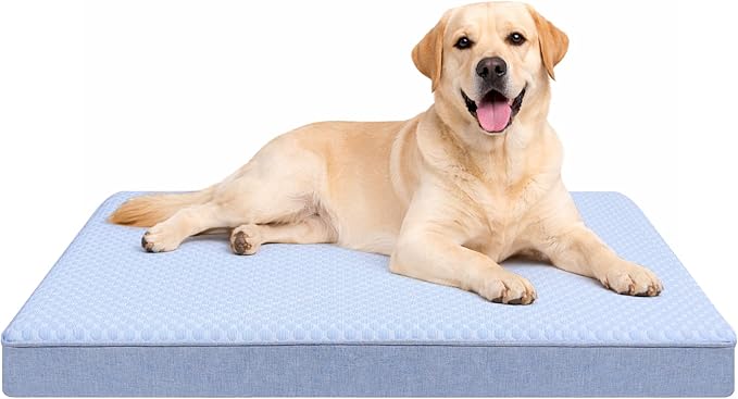 Cooling Dog Beds for Dogs, Orthopedic Memory Foam Dog Bed，Washable Pet Beds for Crate with Faux Fur Cover, Waterproof Lining (X-Large: 41" x 29" x 4", Cooling Surface)