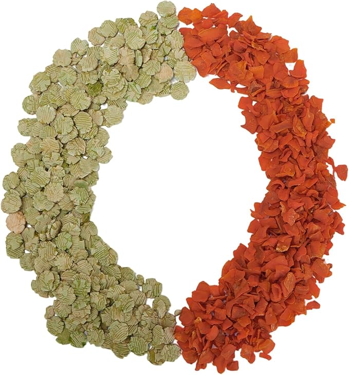 Accretion Carrot & Pea Flakes Mix for Small Pets - 1.5 lb Natural Snack for Chinchillas, Rabbits, Guinea Pigs - Dual-Texture, Vitamin-Rich