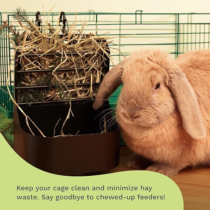 Hay and Food Feeder for Rabbit, Guinea Pig, Bunny, Chinchilla, Heavy Duty Metal Bin 5.5 x 5.5 x 7 inch (Pack of 1)