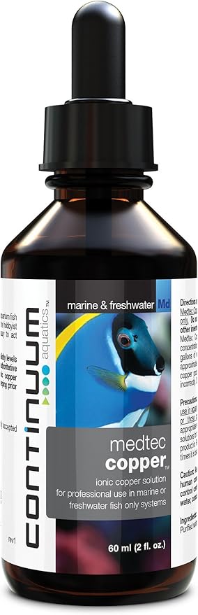Continuum Aquatics Med Tec Copper – Ionic Copper Solution for Professional Use in Marine or Freshwater Fish Only Aquarium Systems