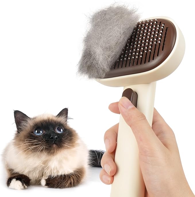 Aumuca Cat Brushes for Indoor Cats Dog Hair Brush for Shedding Long or Short Haired Cats Grooming Deshedding Brush for Dog Kitten Horse Massage Removes Loose Fur, Brown by aumuca