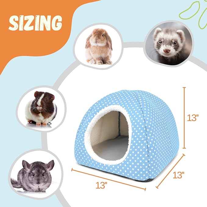 2 Pack Rabbit Hideout Large Bunny Bed Washable Rabbit House and Hideout Fleece Guinea Pig Hiding Hut for Indoor Bunnies Small Animal Hideaway