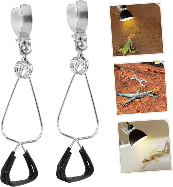 Abaodam 2pcs Adjustable Clamp Light Holder for Reptile Tank Heat Lamp Clamps Flexible Base Reptile Decor Lamp Easy to Install