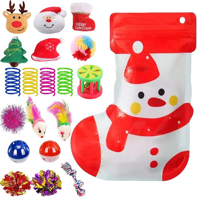 Christmas Cat Toys 19 PCS, Stocking Assorted Gifts for Indoor Cats by KITCHSTAR