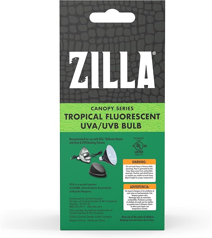 Zilla Canopy Series Fluorescent UVB/UVA Bulbs Tropical 13 W,White, 3.875 in