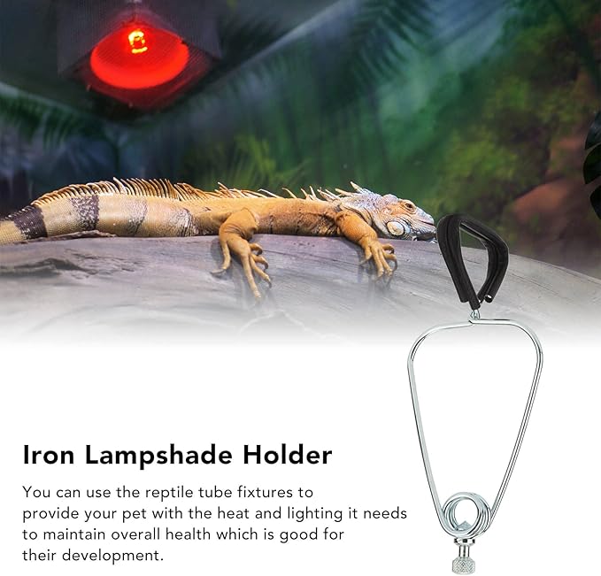 2 Sets Reptile Lampshade Holder, Adjustable Clamp Lamp Stand Iron Clamp Stand Fixture Heat Dome Light Bracket for Reptile Pets