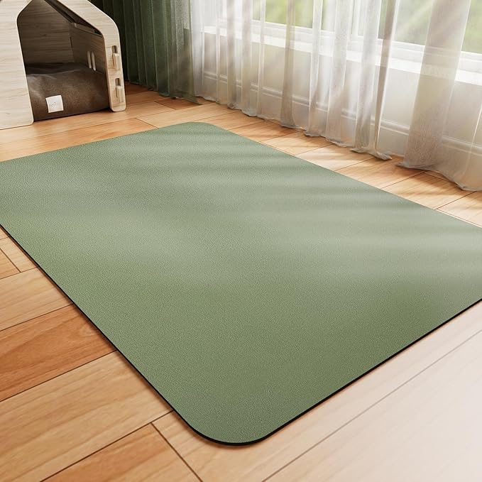 HotLive Dog Food Mat - Absorbent Cat Mat for Food and Water, No Stains Pet Feeding Bowl Mat, Easy to Clean Pet Placemats, Quick Dry Dog Water Dispenser Mat for Messy Drinkers | Green 16"x 24"