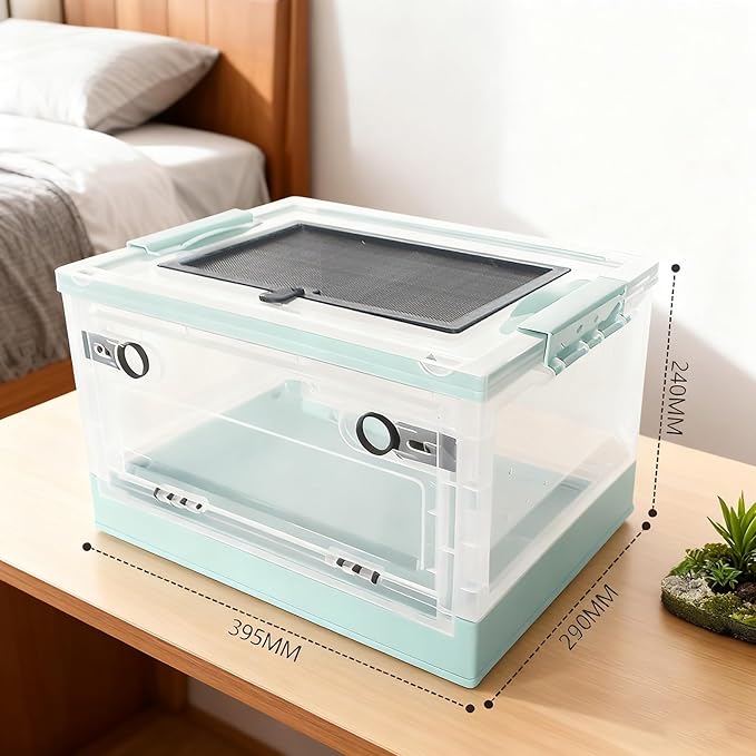 Foldable Reptile Tank, Portable Lizard Cage with Wheels, Reptile Terrarium, Chameleon Cage, Hamster Cage, for Bearded Dragon, Scorpion, Frog, Spider