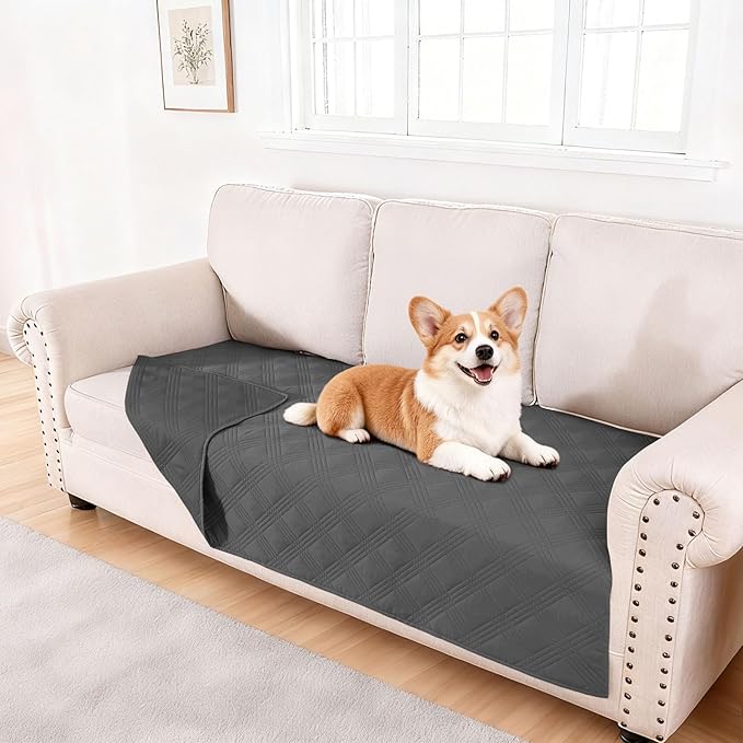 hyha Waterproof Dog Blanket, Reversible Pet Bed Blanket, Soft Sofa Couch Cover for Dogs Washable, Waterproof Pet Couch Covers for Sofa Puppy Cats Furniture Protector(40"x70", Dark Grey/Dark Grey)