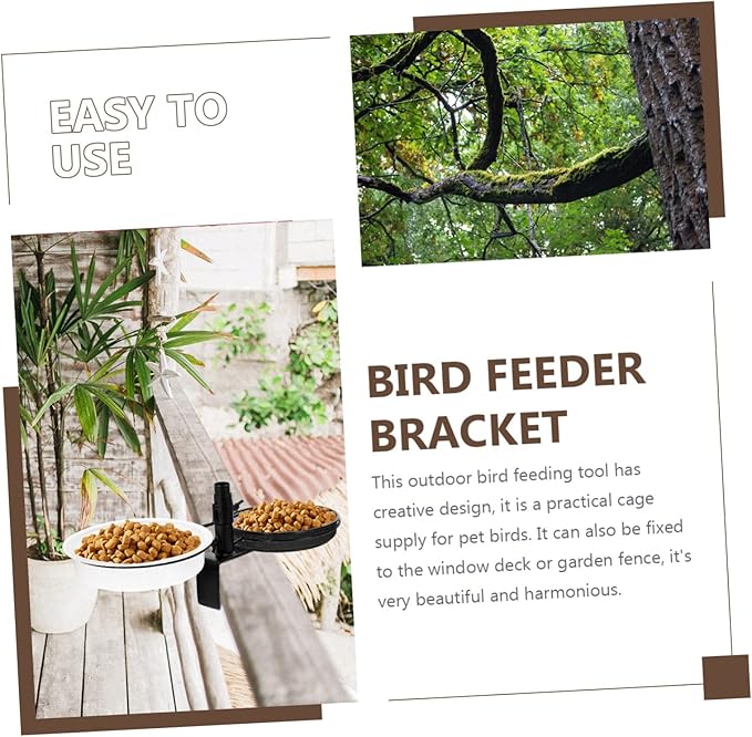 Bird Food Container Double Bowl Bird Feeder Water Dispenser for Garden and Backyard Metal Construction Easy to Install